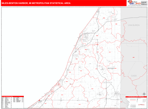 Niles-Benton Harbor Metro Area Wall Map